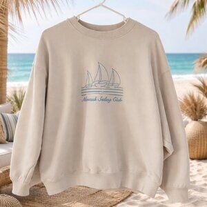 Wild Fable Montauk Sailing Club Crewneck Sweatshirt M Coastal Nautical